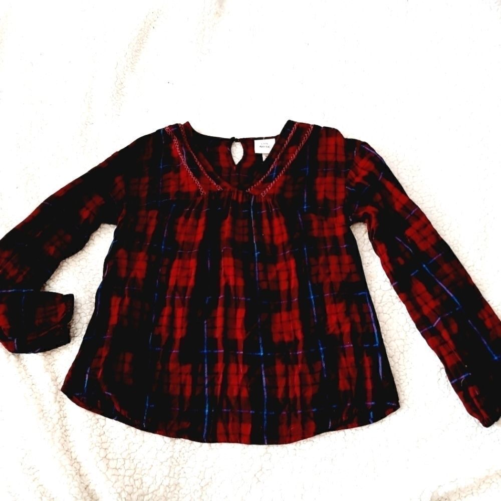 Knox Rose XS Red flannel blouse